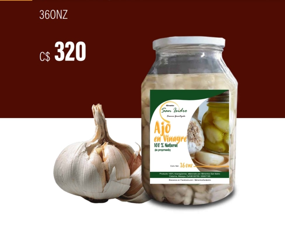 Ajo de vinagre de Alimento San Isidro Nicaragua